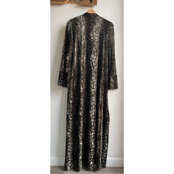 Vintage Velvet Snake Print Bead Trim Caftan Maxi Dress - Picture 6 of 12